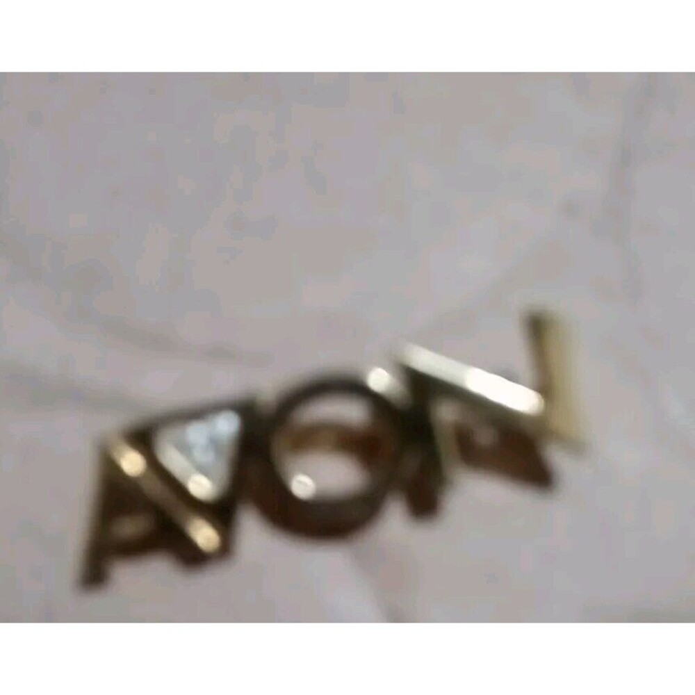 Avon Representative Clear Rhinestone Gold Tone Brooch Pin Letters Triangle D2 - Picture 1 of 3